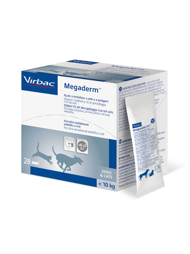 VIRBAC Megaderm 28x4 ml suplement diety dla psów i kotów do 10kg na problemy skórne