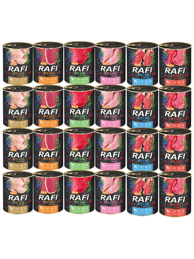 DOLINA NOTECI Rafi dla psa mix smaków 24x800g