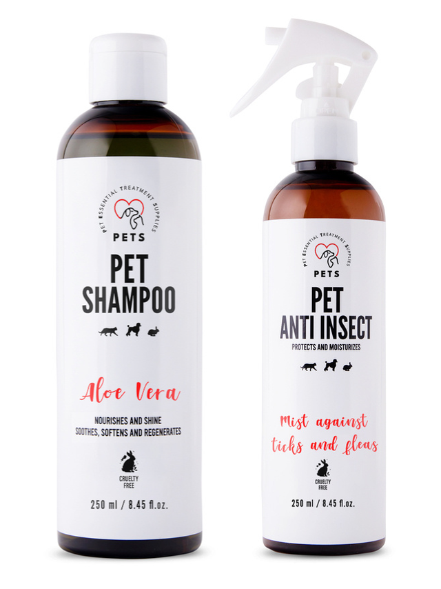 PET Shampoo Aloe Vera/Szampon Aloesowy 250ml Odżywczy i nabłyszczający + PETS ANTI INSECT - skuteczna ochrona przeciw kleszczom, pchłom oraz innym owadom 250ml