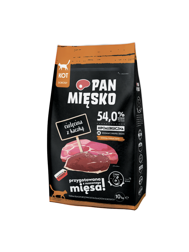 PAN MIĘSKO Cielęcina z kaczką M 10kg dla kota