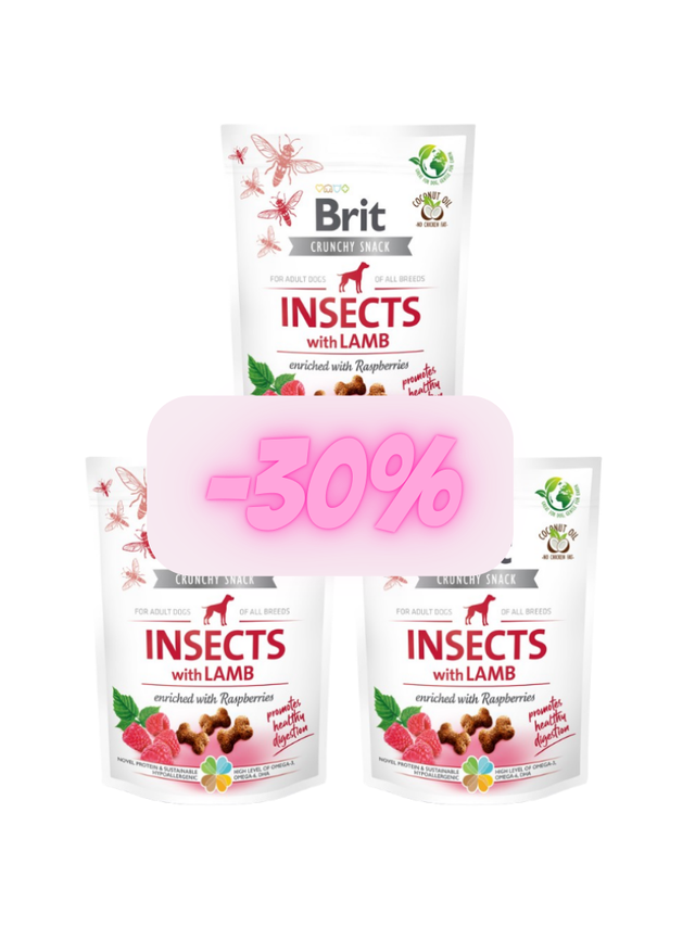 BRIT CARE Dog Crunchy Cracker Insects rich in Lamb 3x200g
