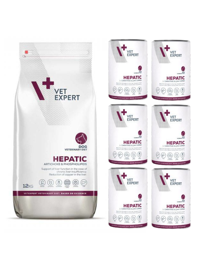 VETEXPERT Hepatic Dog 12kg + Hepatic Dog 6x400g