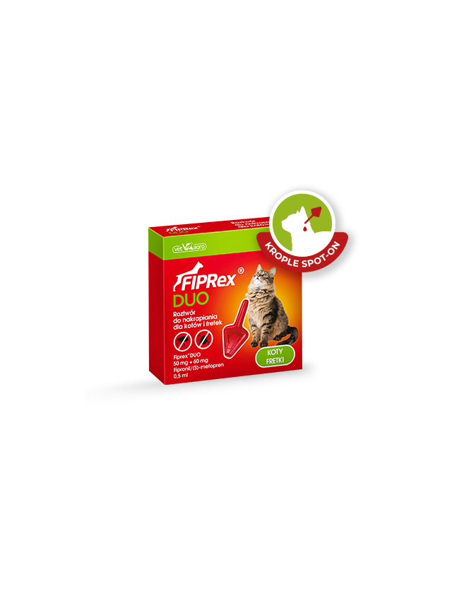 FIPREX DUO 50 mg + 60 mg roztwór do nakrapiania dla kotów i fretek