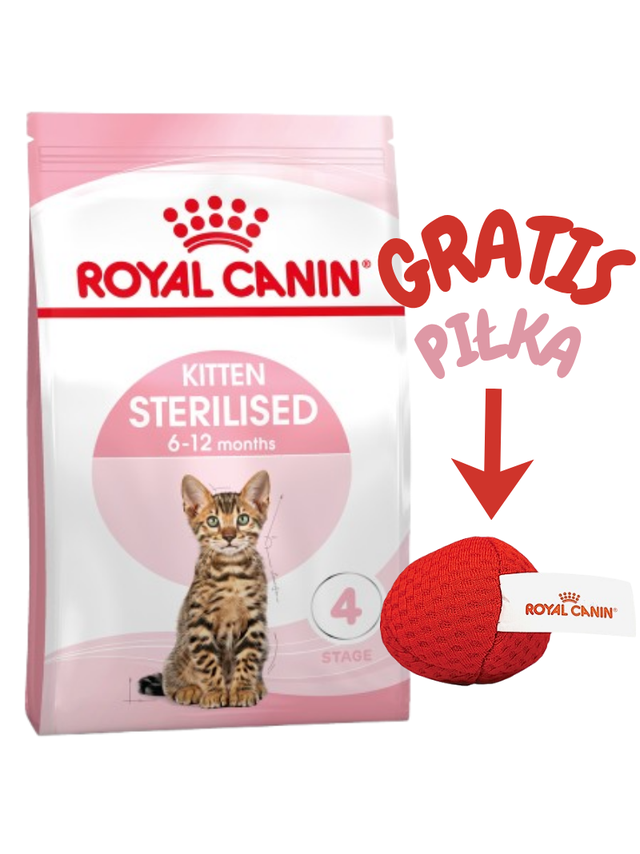ROYAL CANIN  Kitten Sterilised 2kg karma sucha dla kociąt od 6 do 12 miesiąca życia, sterylizowanych + Royal Canin piłka dla kota GRATIS!!