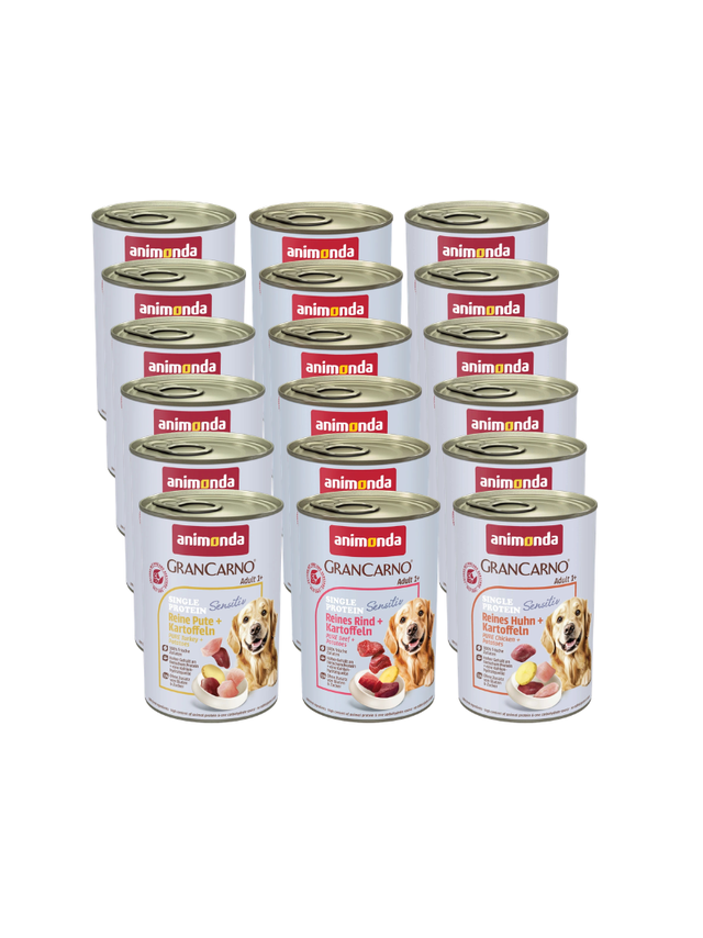 ANIMONDA GranCarno Sensitiv  Adult Dog Mix Smaków 18x400g