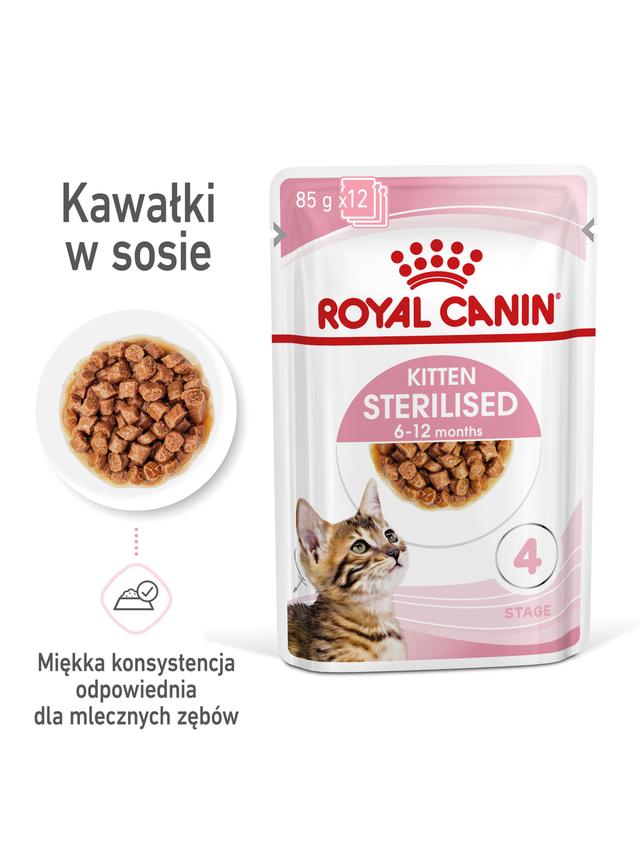 ROYAL CANIN Kitten Sterilised 12x85g karma mokra w sosie dla kociąt do 12 miesiąca życia, sterylizowanych