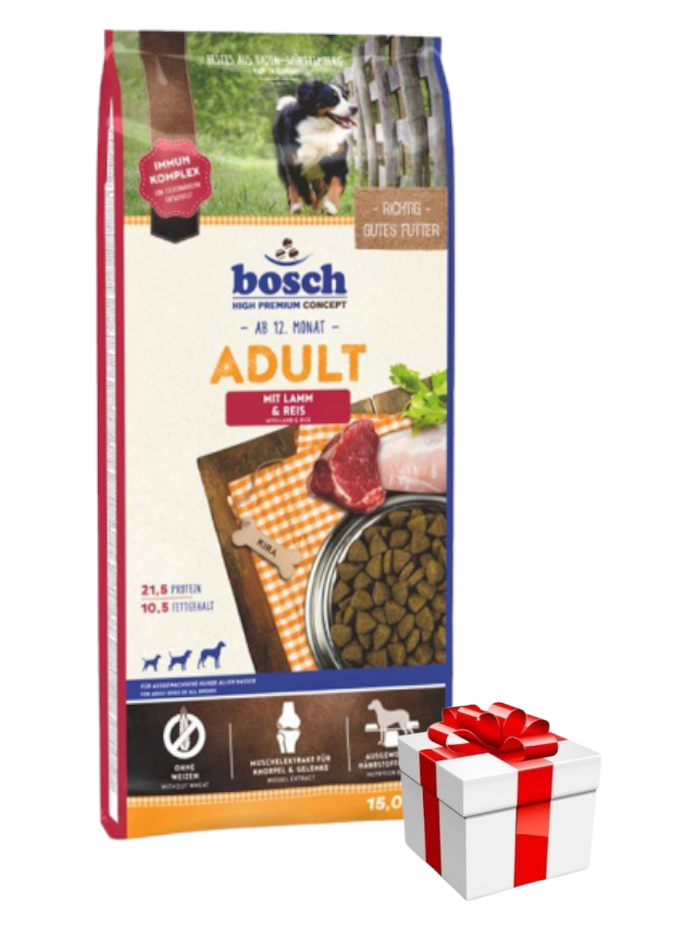 Bosch Adult Lamb & Rice, jagnięcina i ryż (nowa receptura) 15kg + NIESPODZIANKA DLA PSA GRATIS!