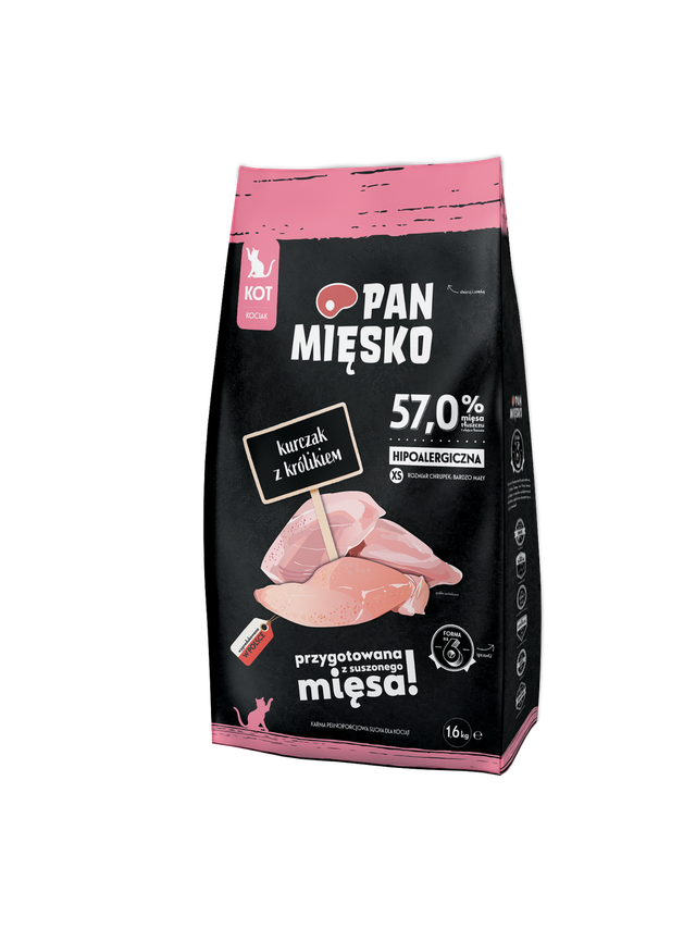 PAN MIĘSKO Kurczak z królikiem XS 1,6kg dla kociąt