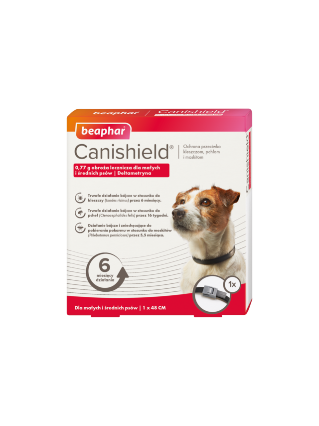 BEAPHAR CANISHIELD OBROZA S/M 48cm - obroża z deltametryną