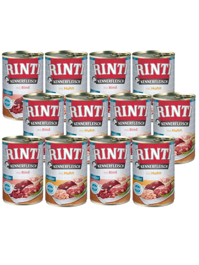 Rinti Kennerfleisch Junior karma mokra dla psa Mix Smaków 12x400g