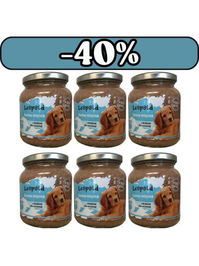 Leopold Karma mięsna z drobiem dla szczeniąt 6x300g