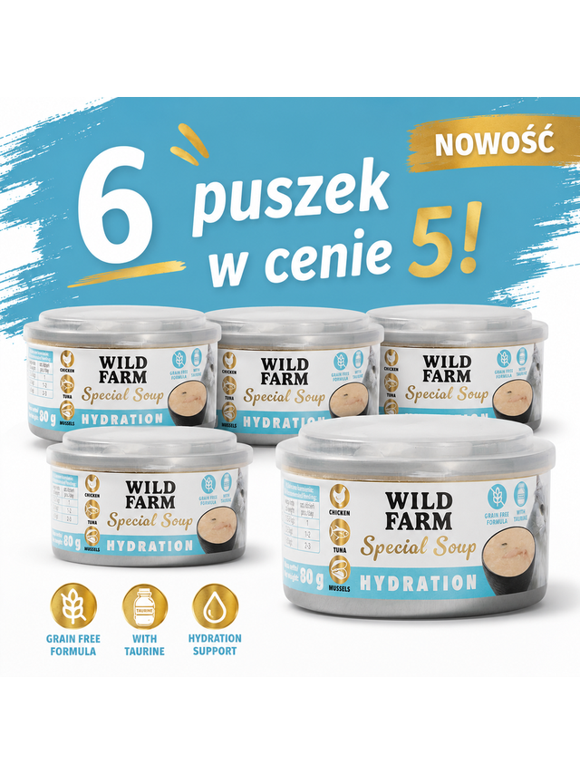 WILD FARM Special Soup 6x80g Hydration – aromatyczna zupka - wsparcie prawidłowego nawodnienia