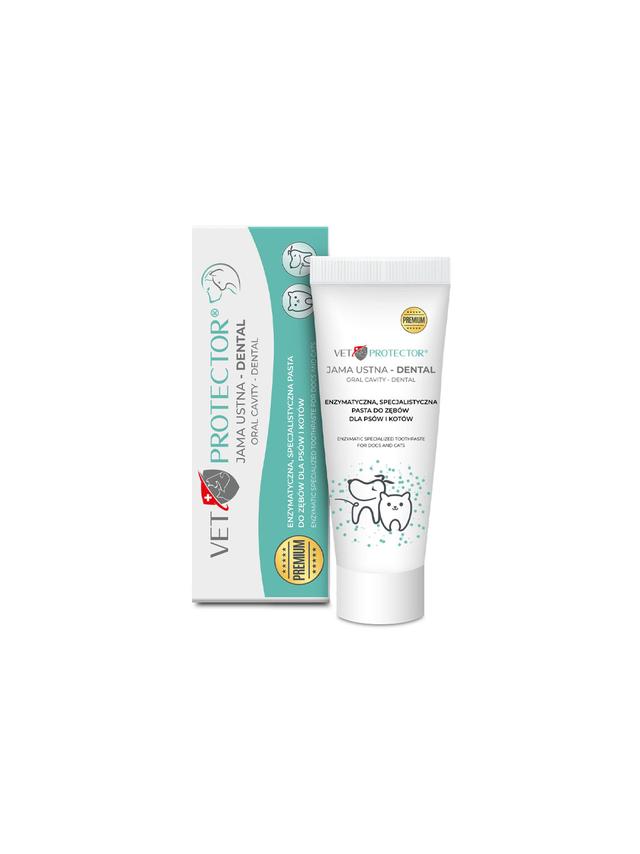 VET PROTECTOR® JAMA USTNA – DENTAL – enzymatyczna pasta do zębów dla psa i kota 75 ml