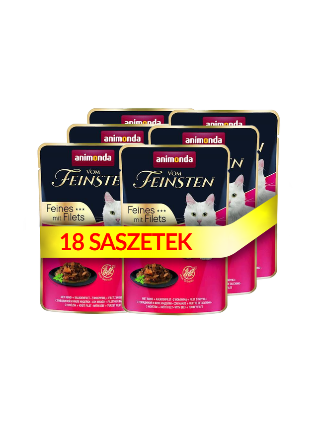 ANIMONDA Cat Vom Feinsten Adult Wołowina + filet z indyka saszetka 18x85g