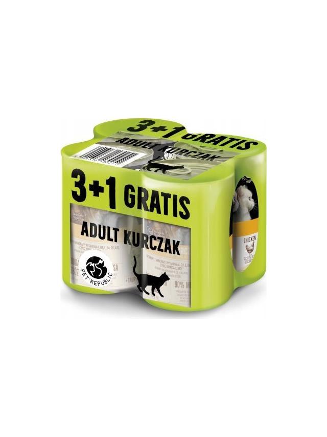 Pet Republic Zestaw Kurczak 3+1 GRATIS - Karma mokra dla kota - 400g