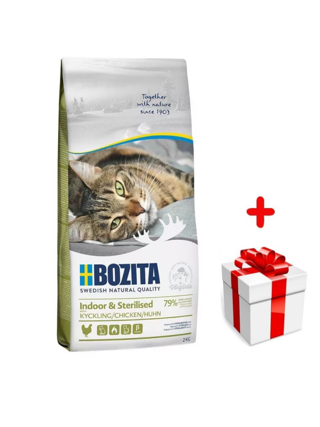 BOZITA Feline Indoor Sterilised 2kg + niespodzianka dla kota