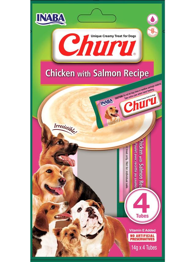 INABA Churu 4P przysmak dla psa o smaku kurczaka i łososia 4x14g