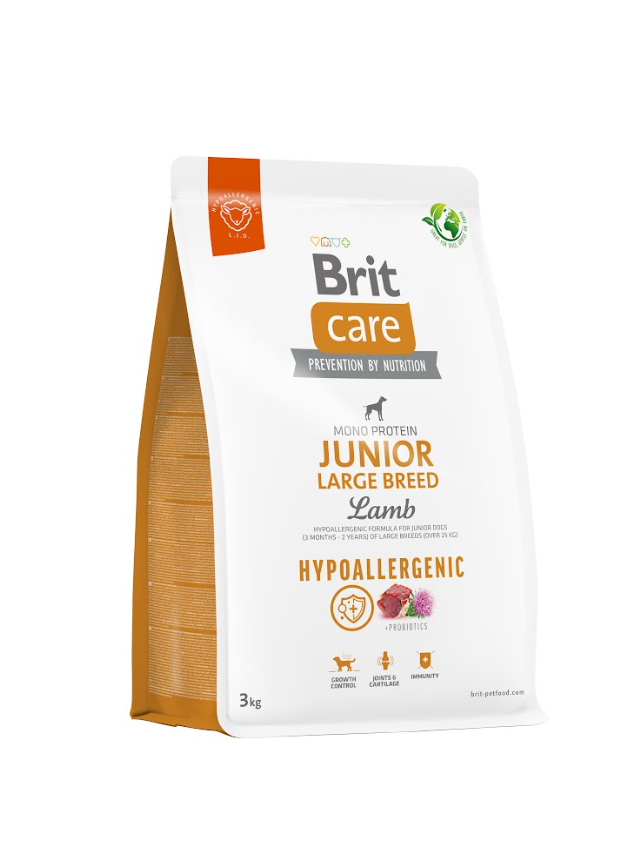 BRIT CARE Dog Hypoallergenic Junior Large Breed Lamb 3kg
