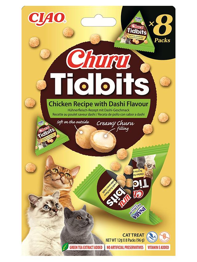 INABA Cat Churu Tidbits - kurczak z bulionem Dashi 8x12g