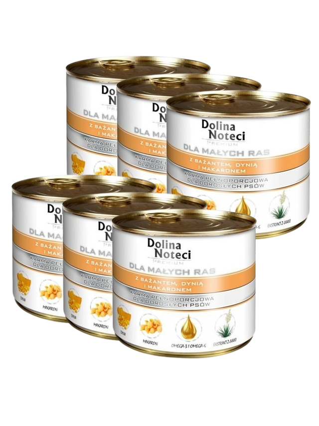 Dolina Noteci PREMIUM dla psów małych ras z bażantem dynią i makaronem 6x185 g