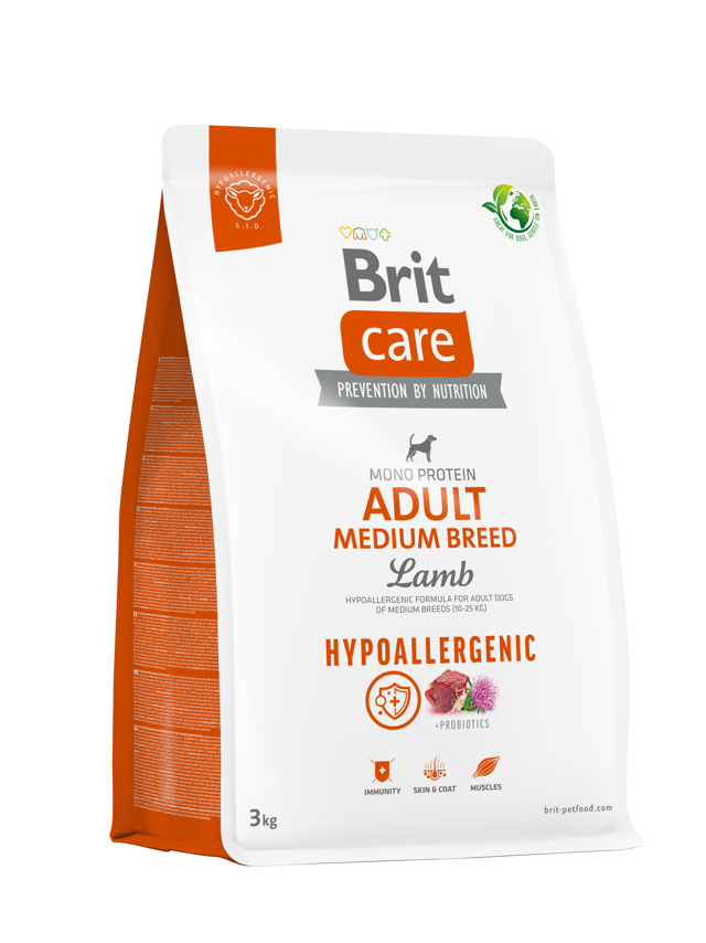 BRIT CARE Dog Hypoallergenic Adult Medium Breed Lamb 3kg