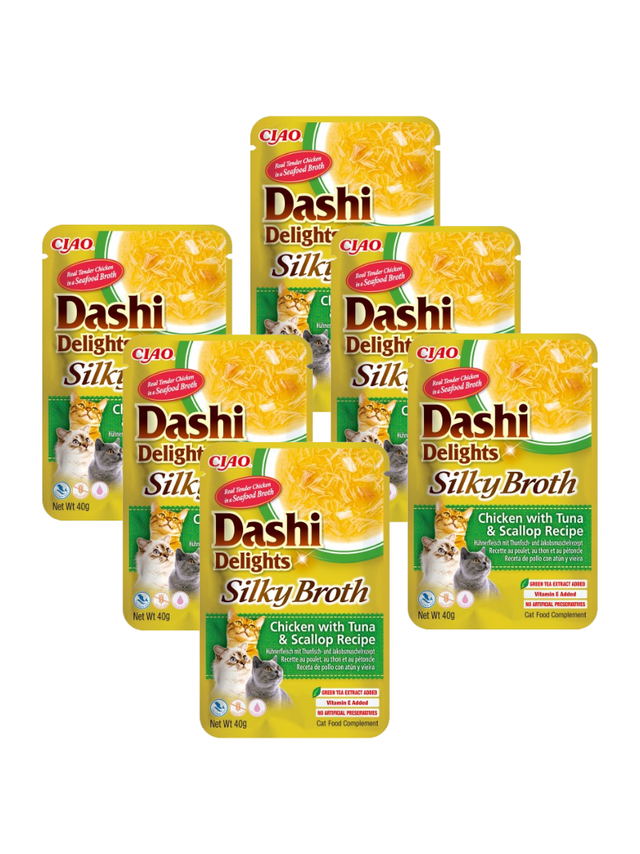 INABA Dashi Delights Silky Broth Chicken with Tuna & Scallop Recipe 6x40g