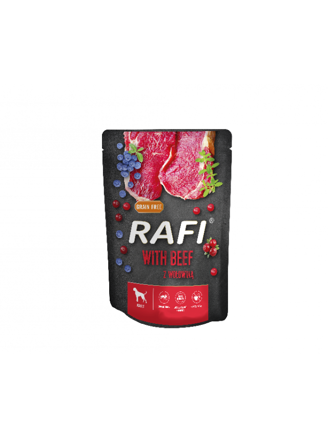 Rafi z wołowiną dla psa - saszetka 300g (czarne opakowanie)