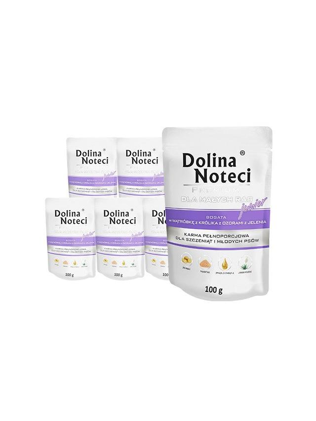 Dolina Noteci PREMIUM dla psów małych ras JUNIOR bogata w wątróbkę z królika z ozorami z jelenia saszetka 10x100g
