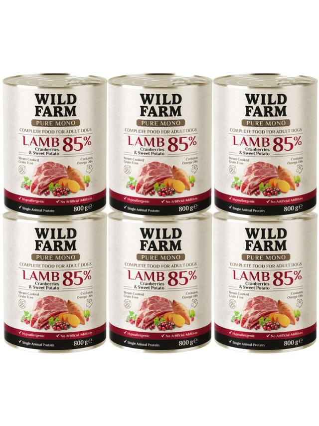 WILD FARM PURE MONO Lamb Cranberries and Sweet Potato 6x800g monoproteinowa karma dla psa