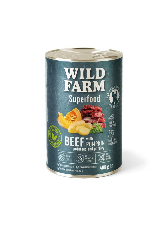 WILD FARM Superfood Beef 400g bezzbożowa karma dla psa