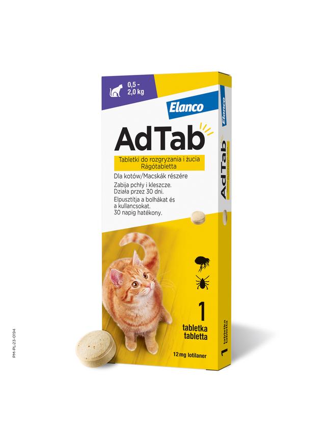 ELANCO AdTab 12mg tabletka na pchły i kleszcze dla kotów 0,5-2 kg