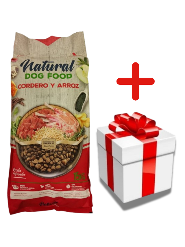 Natural Dog Food Jagnięcina & Cielęcina 15kg. 62% mięsa - Bez kurczaka + 	NIESPODZIANKA DLA PSA GRATIS!!