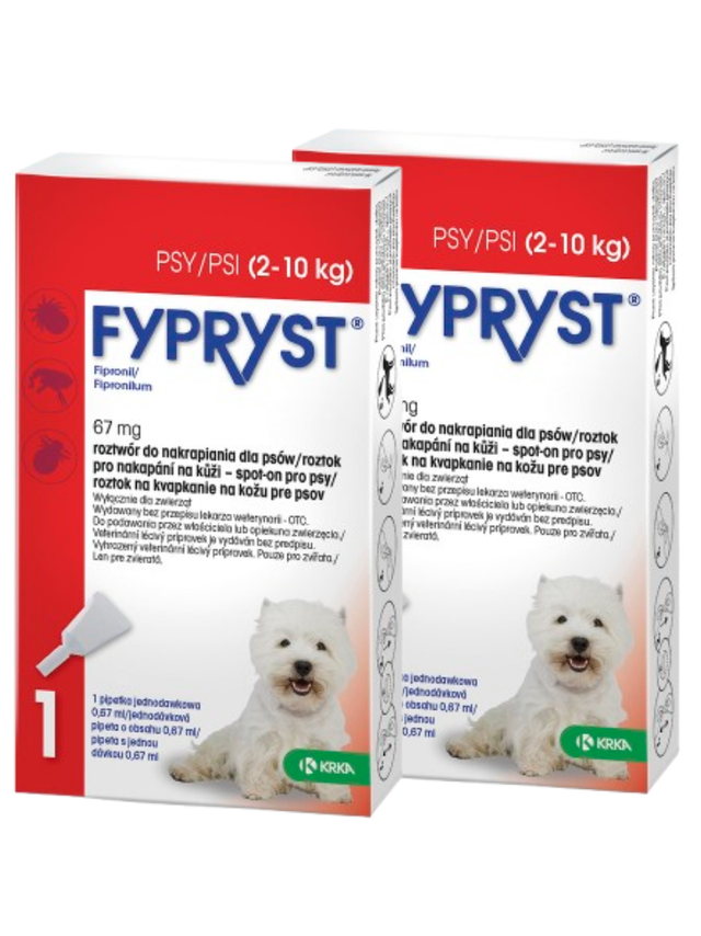KRKA Fypryst Spot On krople na pchły i kleszcze dla psa 2-10 kg 2 szt