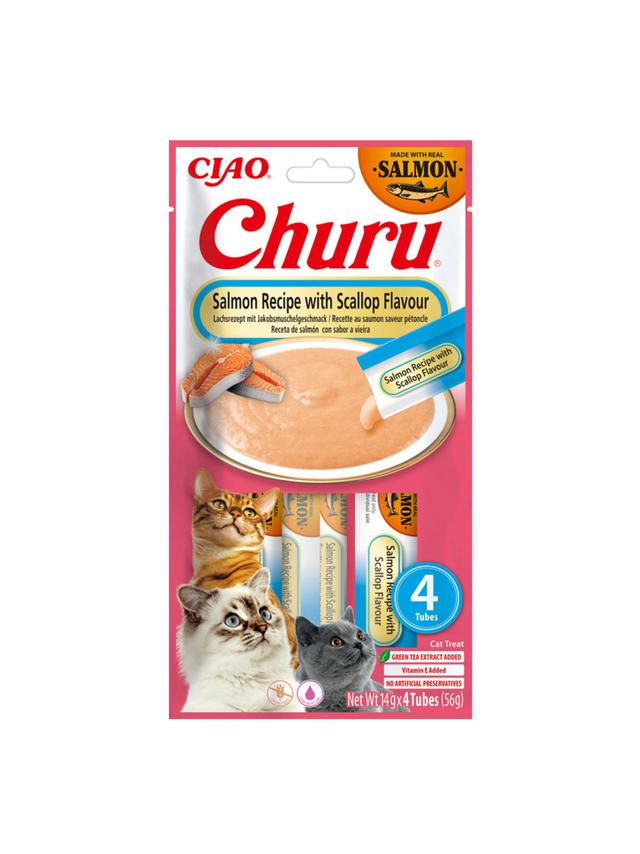 INABA CAT CHURU Salmon With Scallop 4x14g