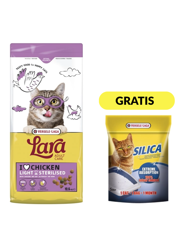 Versele-Laga Lara  Adult Light Sterilized 12,5kg - karma dla kotów sterylizowanych+ żwirek gratis