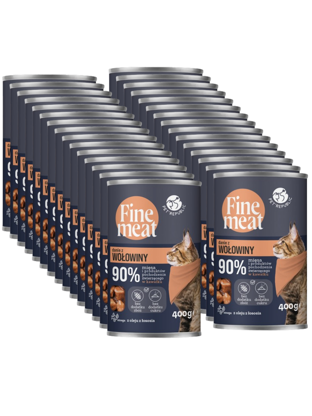 PetRepublic Fine Meat danie z wołowiny 30x400g dla kota