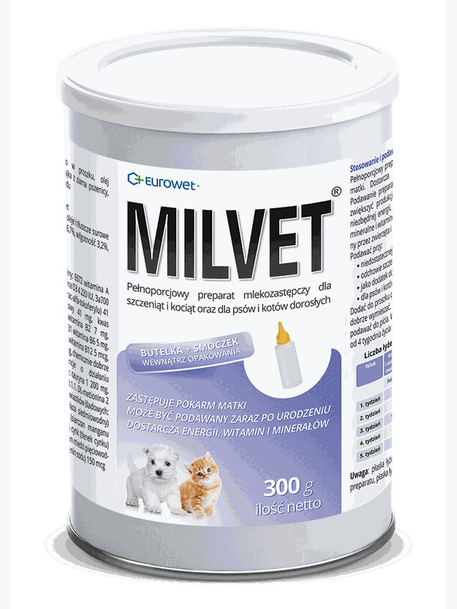 Eurowet Milvet mleko zastępcze dla szczeniąt i kociąt 300g