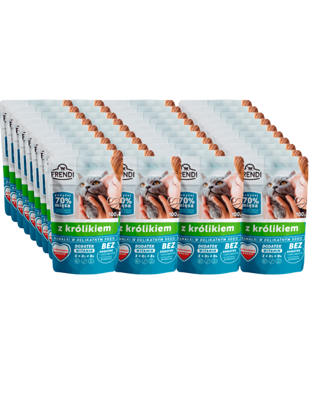 Frendi kawałki w delikatnym sosie z królikiem dla kota 40x100g