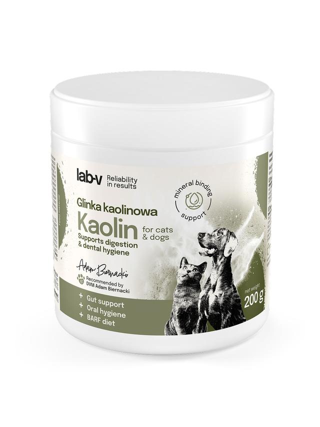Lab-v Kaolin – wsparcie jelit i higieny jamy ustnej dla psów i kotów 200g