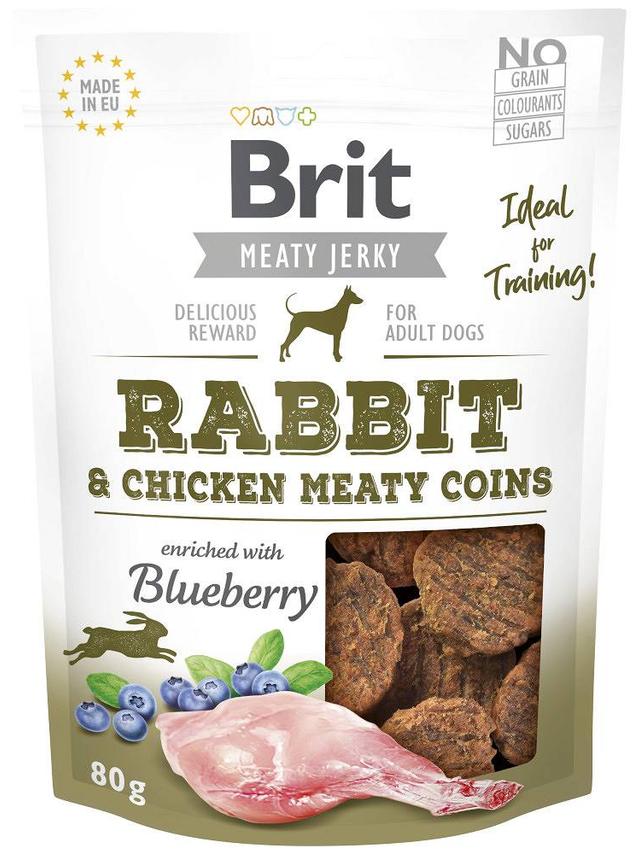 BRIT Jerky Snack Rabbit Meaty Coins with Blueberry 80g