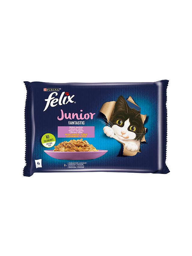 FELIX Fantastic Junior w galaretce z kurczakiem i łososiem 4x85g