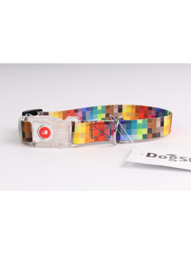 DogStuffs Obroża z klamrą LED 20mm/20-35cm piksele