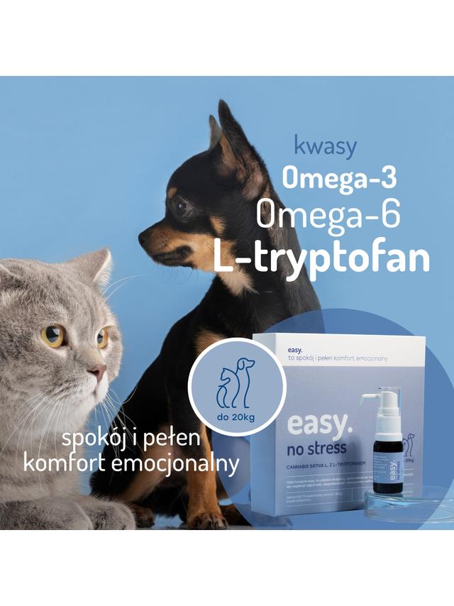 Easy. Olej konopny dla psów i kotów No Stress do 20kg