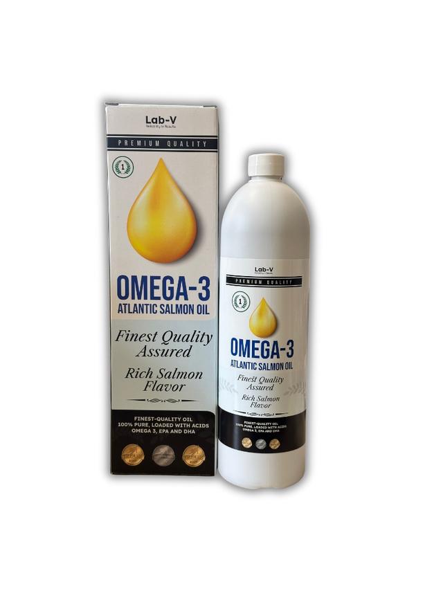 Lab-v Omega-3 100% Najwyższej Jakości Olej z Łososia Atlantyckiego dla psów i kotów 1000 ml