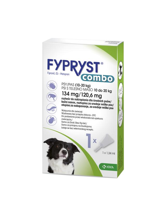 KRKA Fypryst Combo krople na pchły i kleszcze dla psa 10-20 kg 134mg/1,34ml 1 pipeta