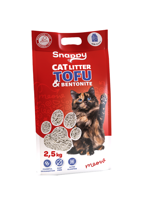 SNAPPY ŻWIREK DLA KOTÓW TOFU z bentonitem mix mleko 2,5kg