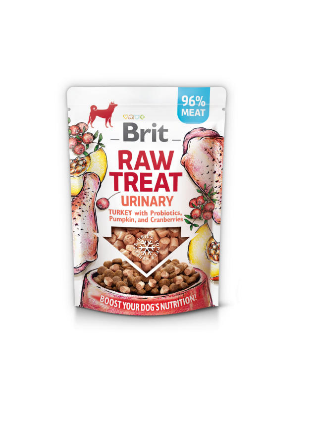 BRIT CARE Dog Raw Treat Urinary Turkey with Probiotics, Pumpkin and Cranberries 40g