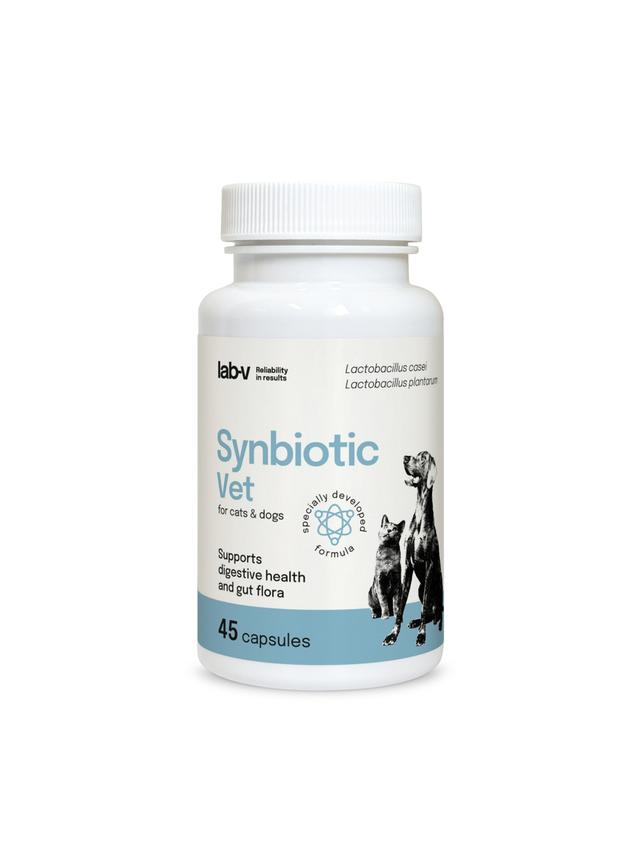 Lab-v Synbiotic Vet – Wsparcie zdrowia układu pokarmowego i mikroflory jelitowej dla psów i kotów 45 kapsułek