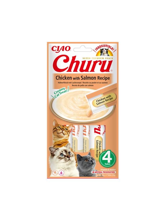 INABA  Churu przysmak dla kota o smaku kurczaka i łososia 4x14g