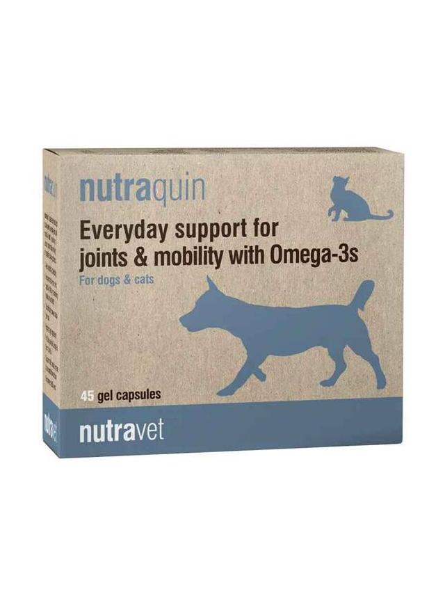 NUTRAVET Nutraquin For Dogs & Cats 45kaps- zapewnia szybkie wsparcie dla zwierząt cierpiących na sztywność stawów